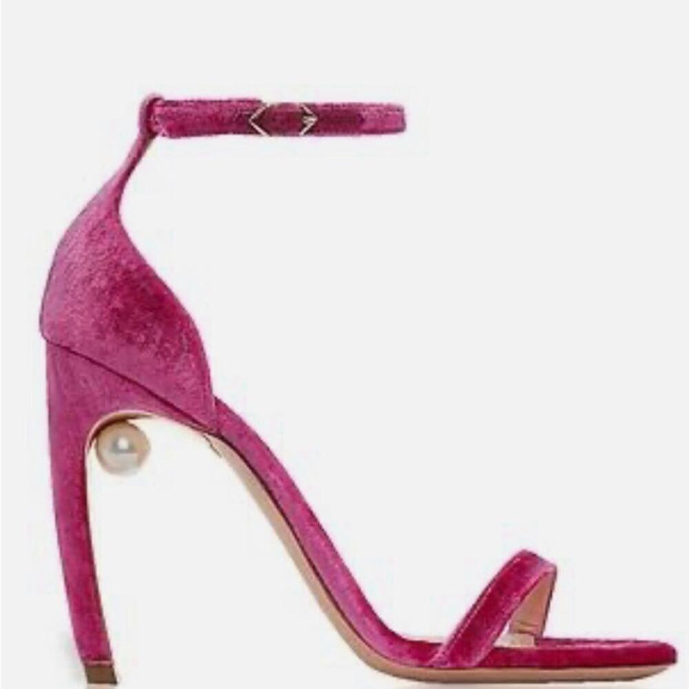 NICHOLAS KIRKWOOD NWOT MIRA PEARL VELVET SANDALS SIZE 39 1/2